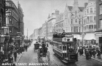 マーケットストリート、マンチェスター、1910年頃 作： English Photographer